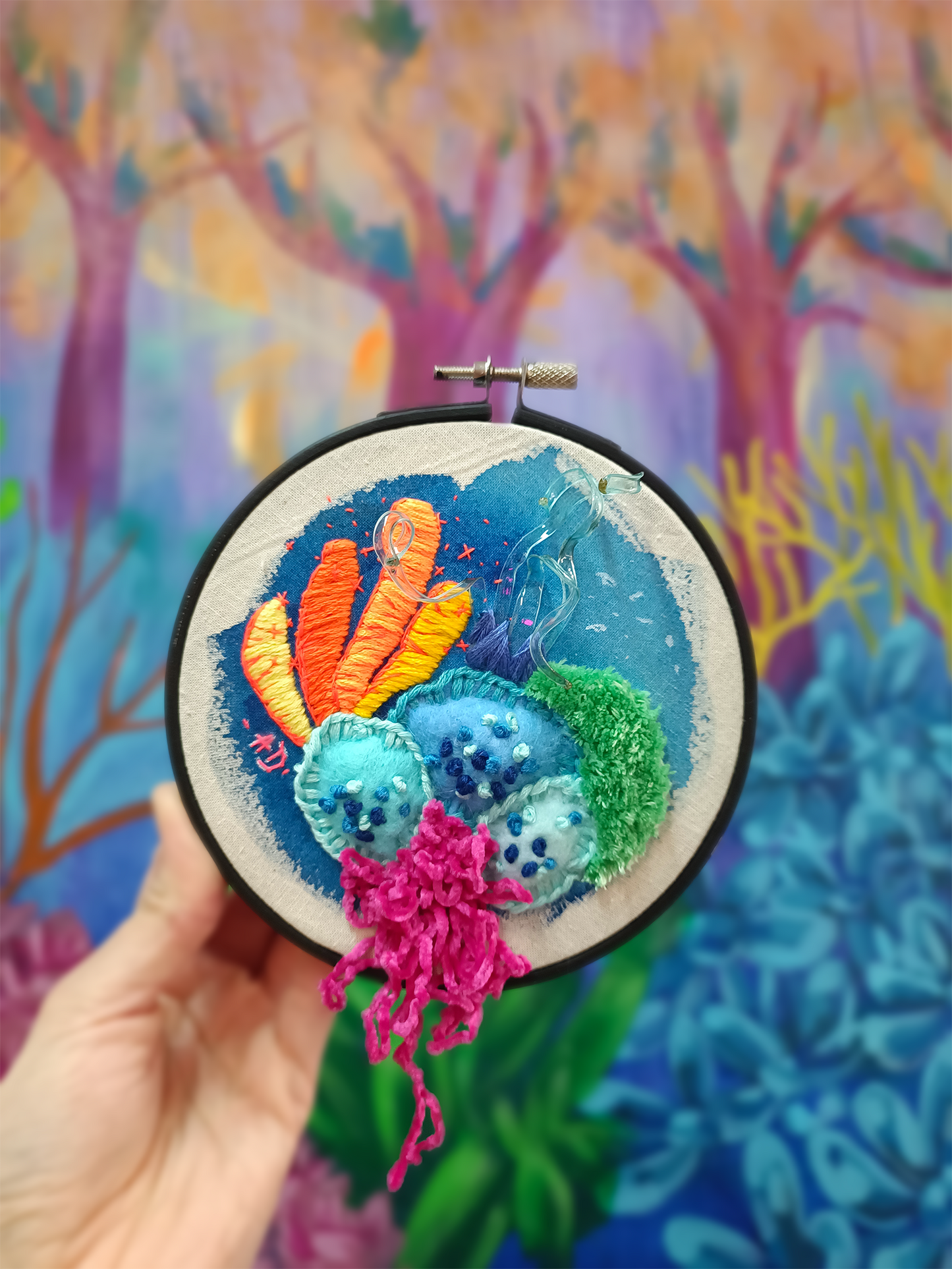 'Fibers of the deep II' original painting/relief