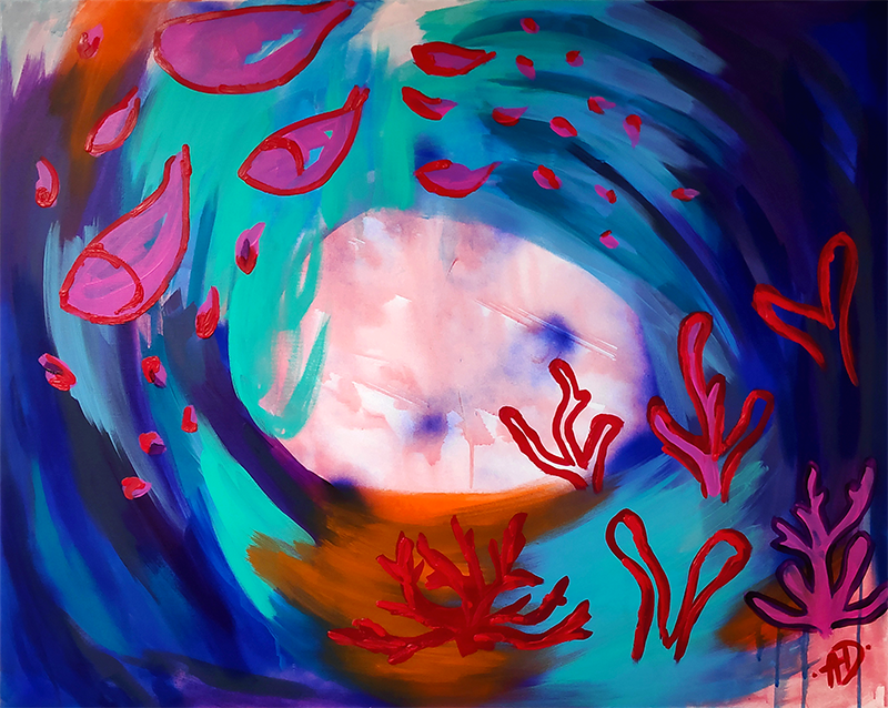 'Fishes and corals II' original painting