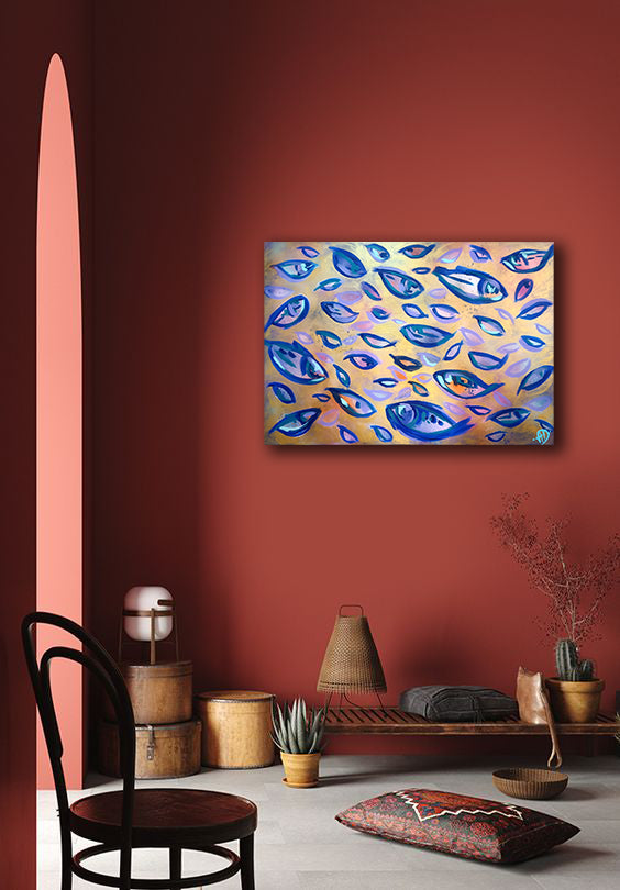 'Small fishes in gold I' original painting
