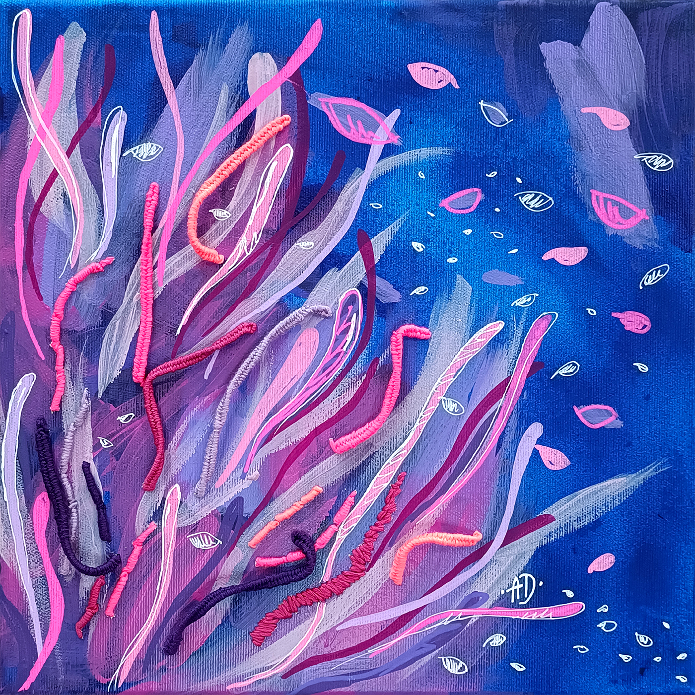 'Tactile algae I' original painting, dyptich