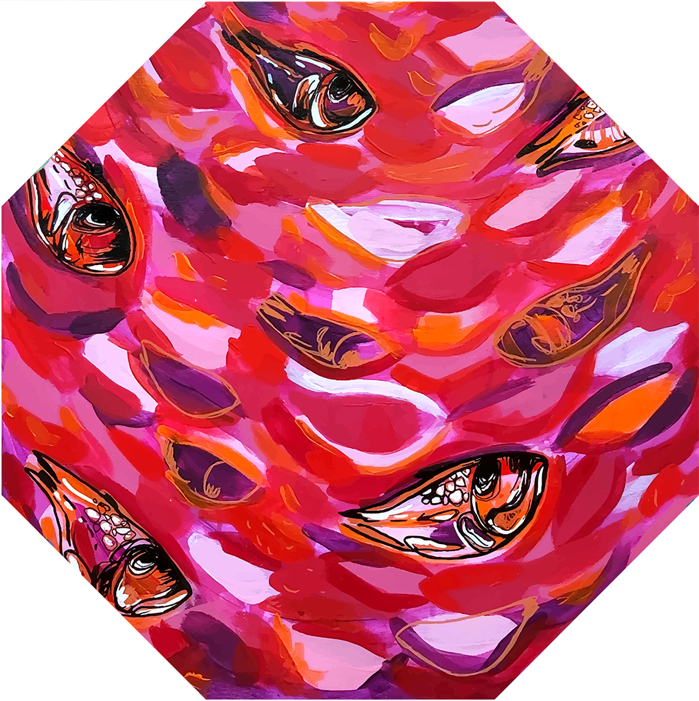 Umbrella - Small fishes red/black