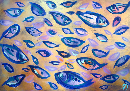 'Small fishes in gold I' original painting