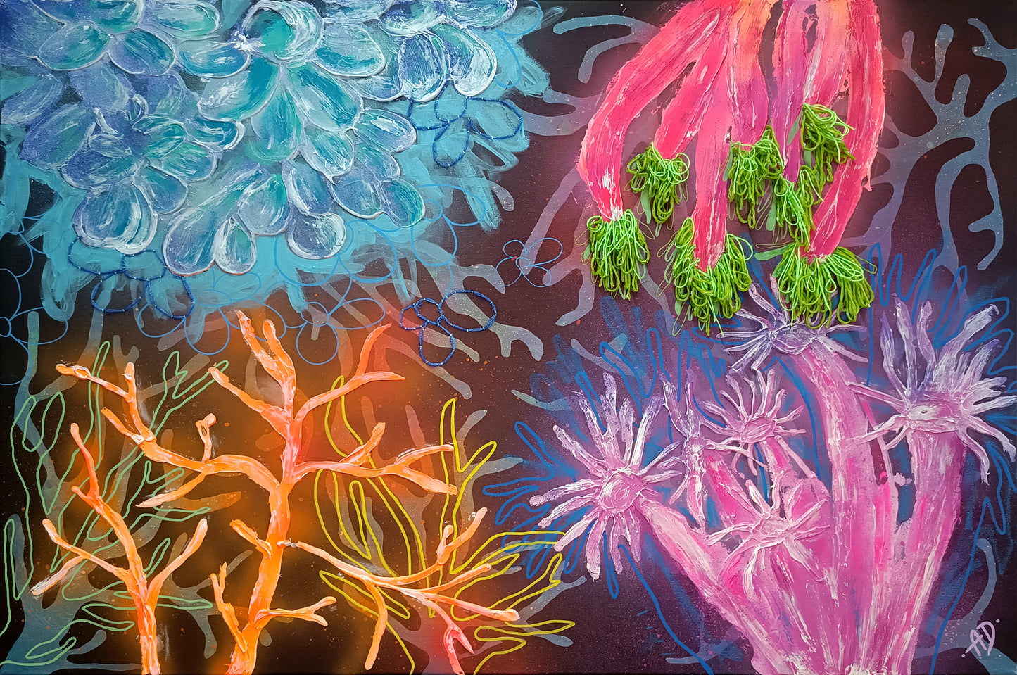 'Electric corals IV' original painting