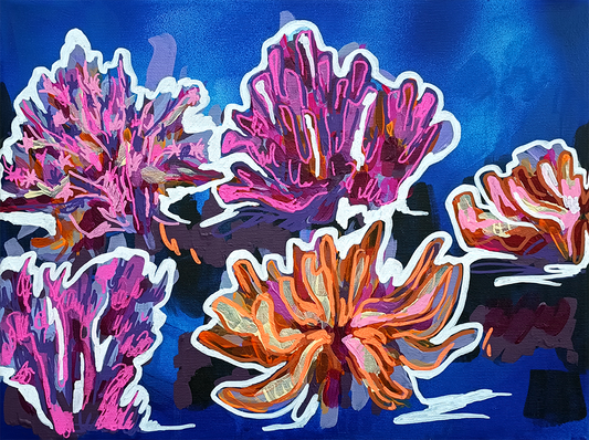 'Corals and algae' original painting, dyptich