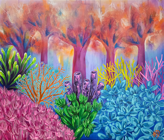 'The pink trees' original painting