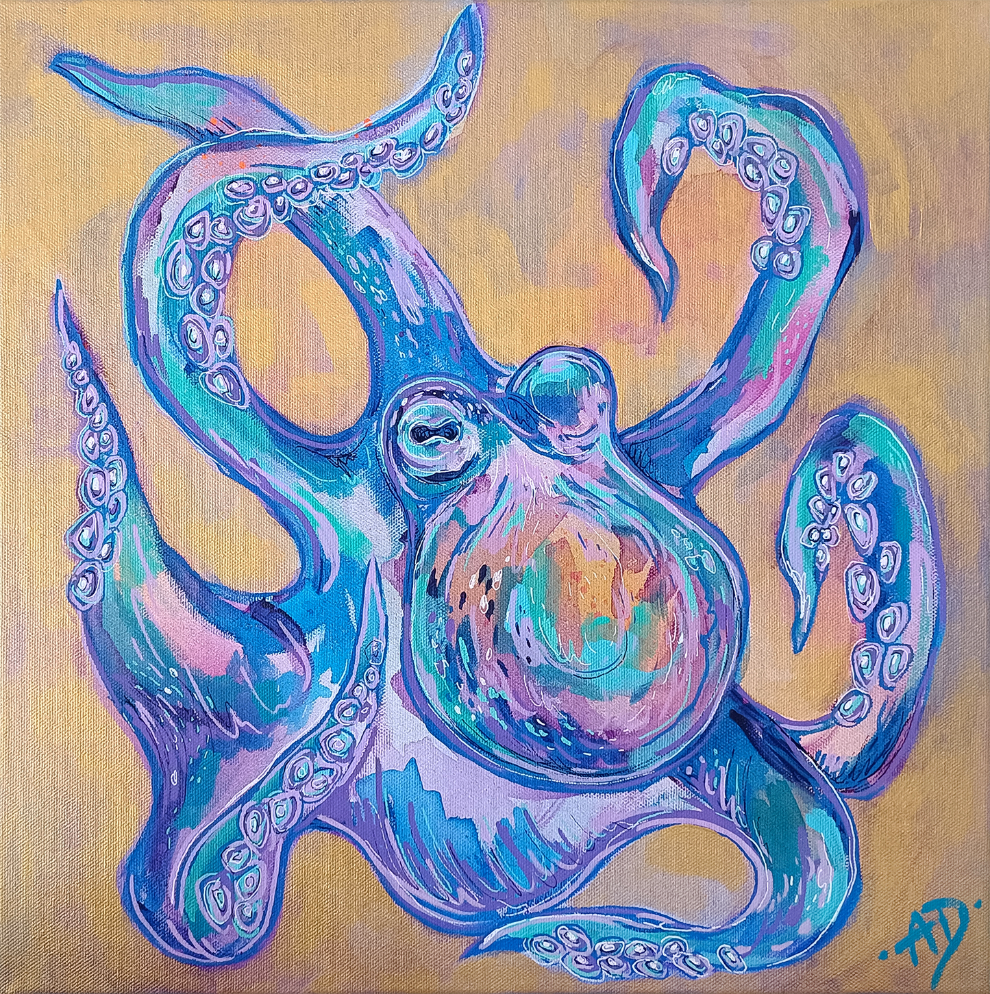 'Octopus in gold II' original painting