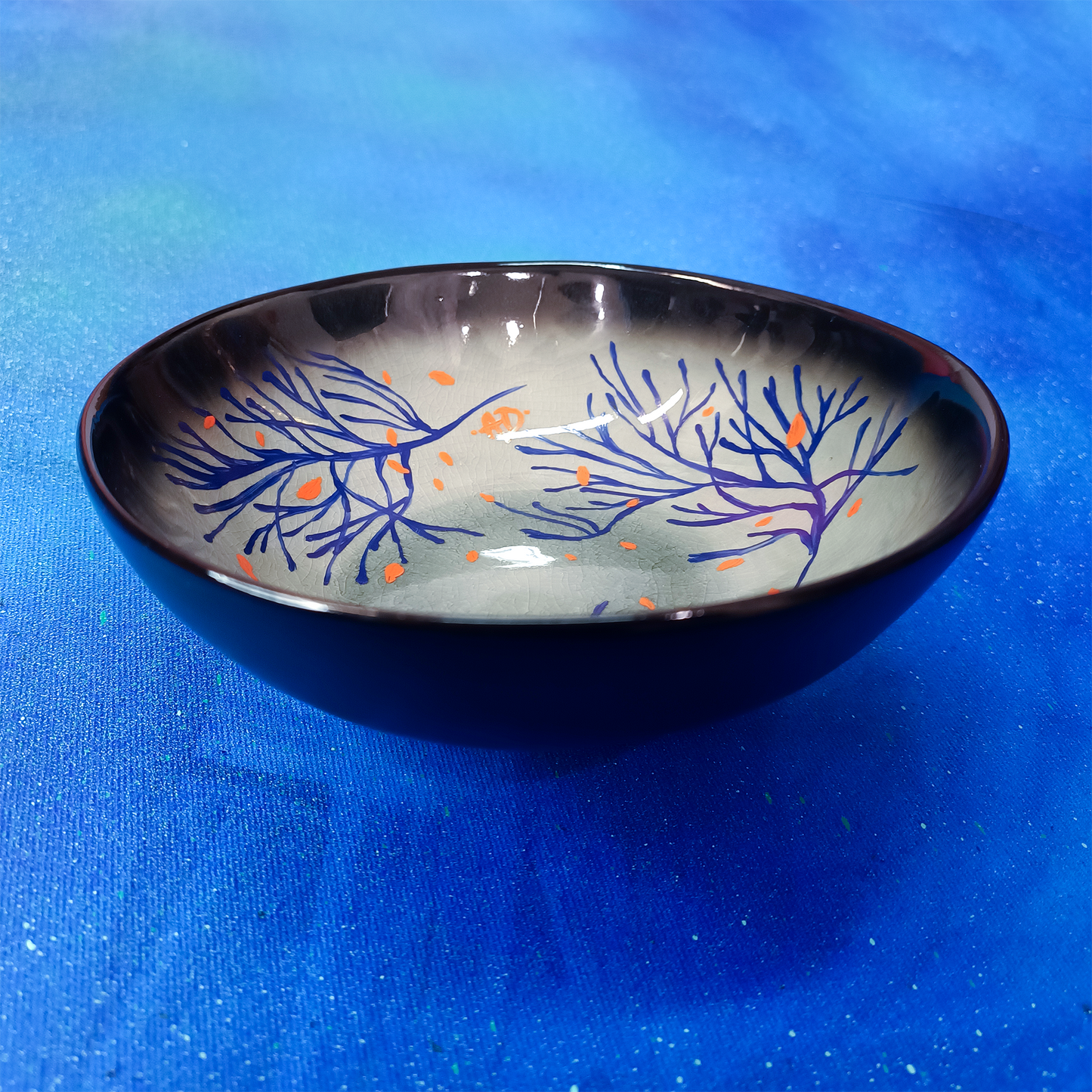 Decorative plate - blue corals, deep plate