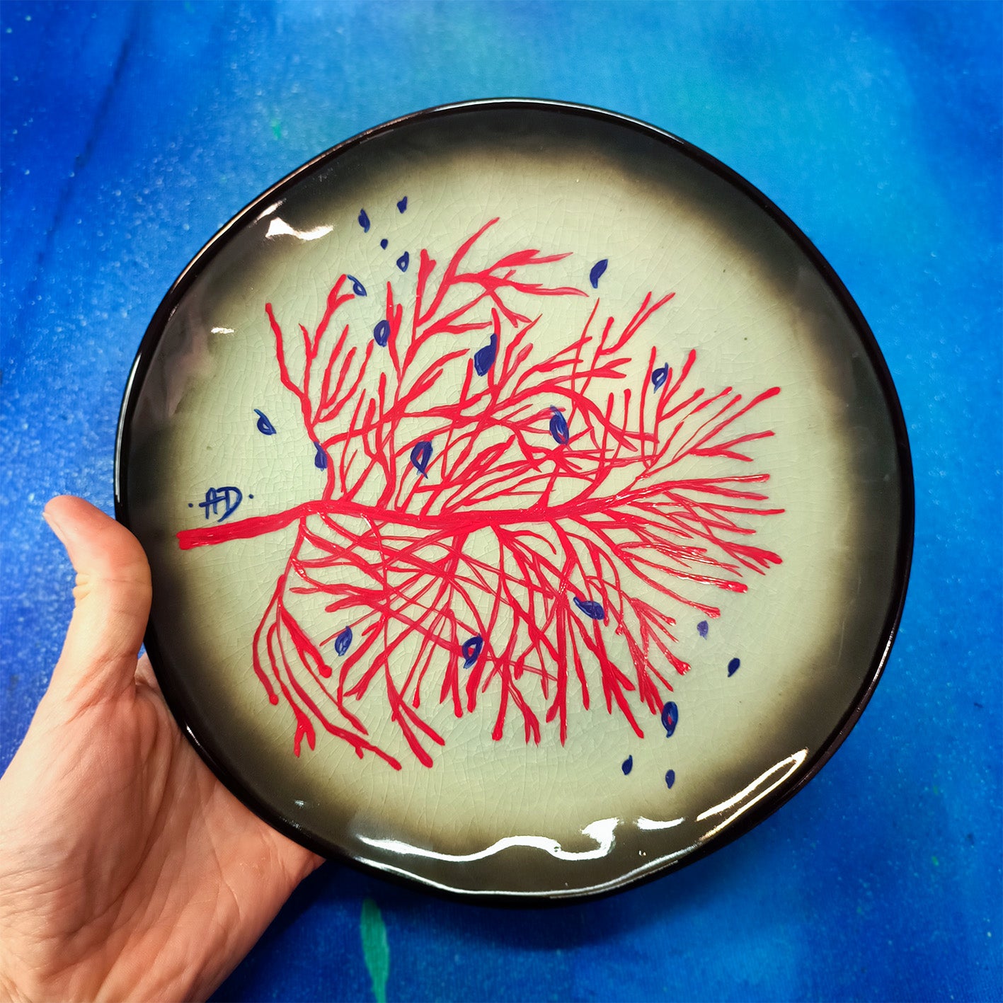 Decorative plate - red coral, small size