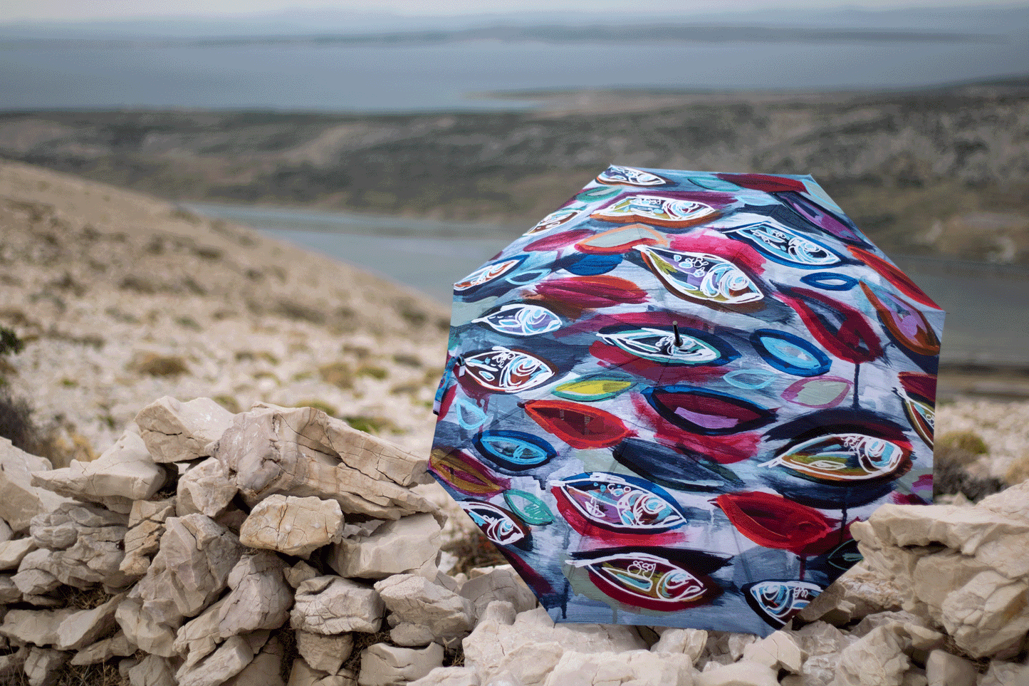 Umbrella - Small fishes multicoloured