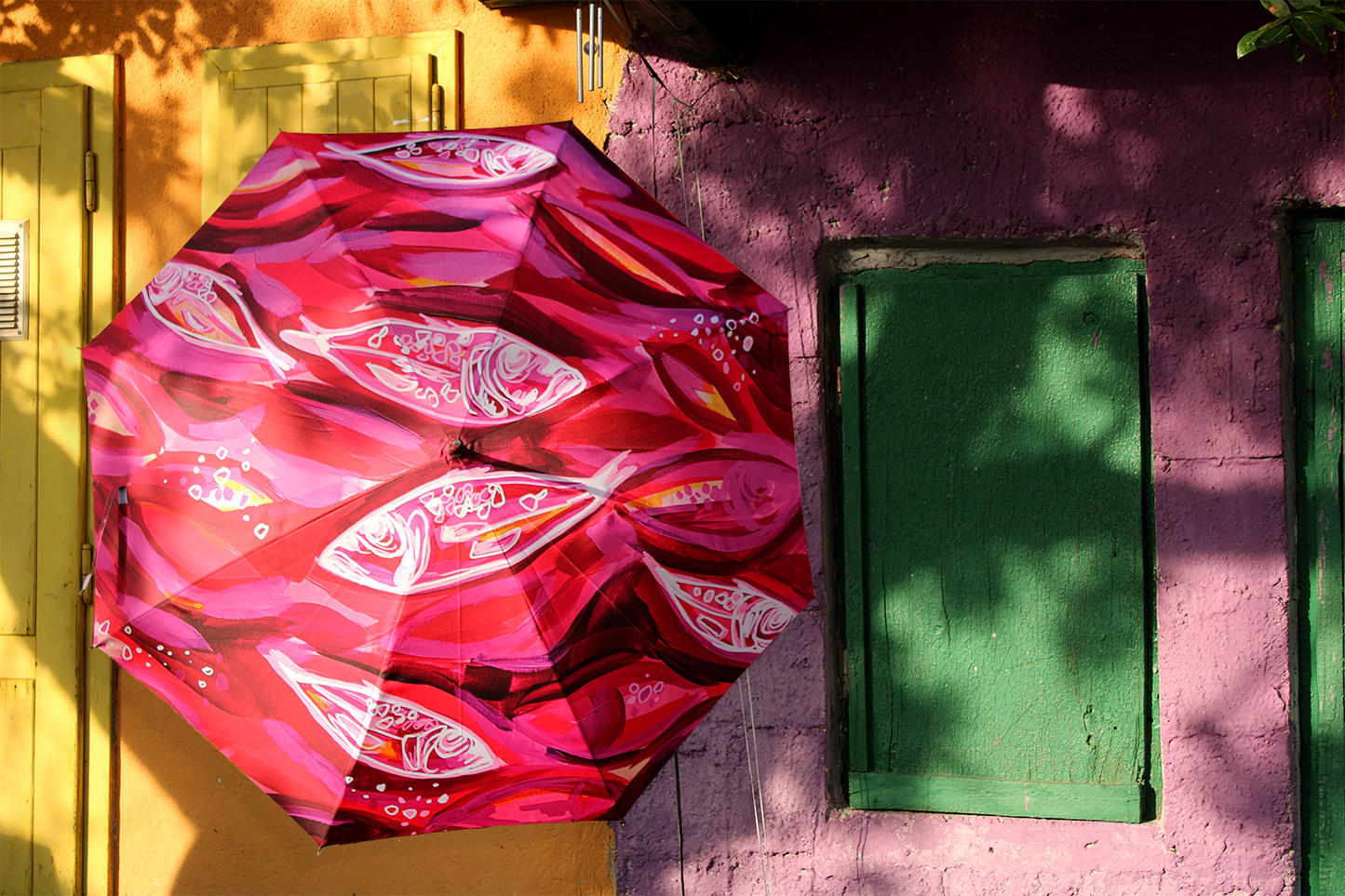 Umbrella - Small fishes red/white