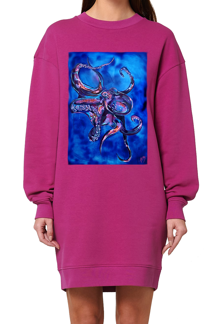 Sweater dress, fuchsia - Octopus I