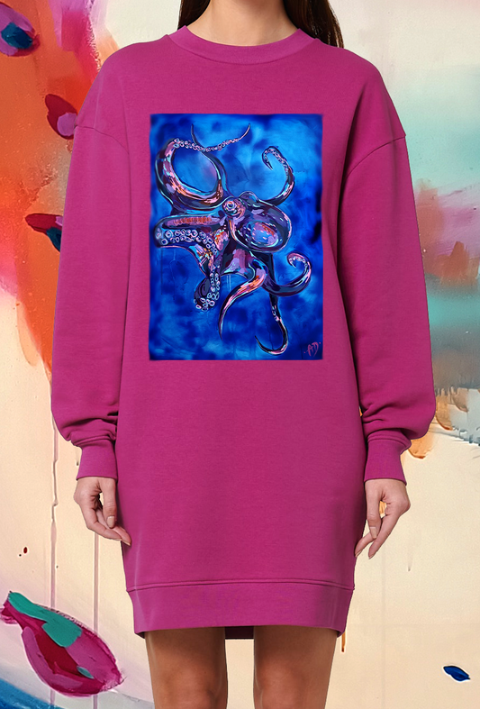 Sweater dress, fuchsia - Octopus I