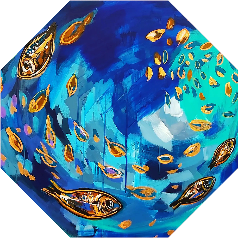 Umbrella - Small fishes copper