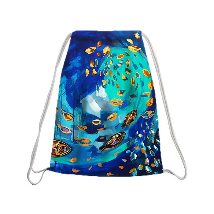 Drawstring backpack - Small fishes copper