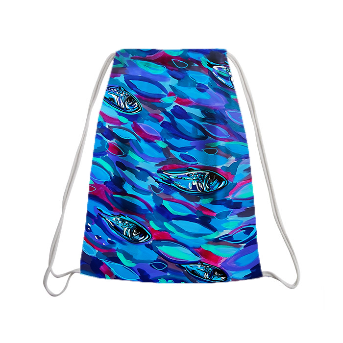 Drawstring backpack - Small fishes blue