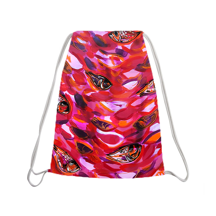 Drawstring backpack - Small fishes red/black