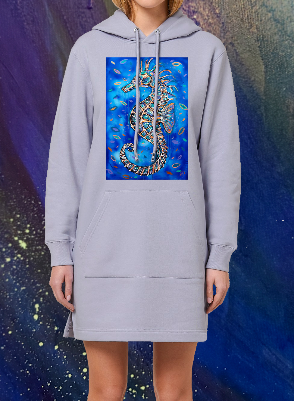 Hoodie dress, lilac - Seahorse